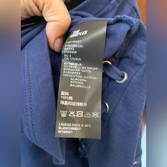 The Kooples Women’s Chaos Reigns Side Tie T-shirt in Blue Sz L NWT MSRP $155 - Picture 9 of 9